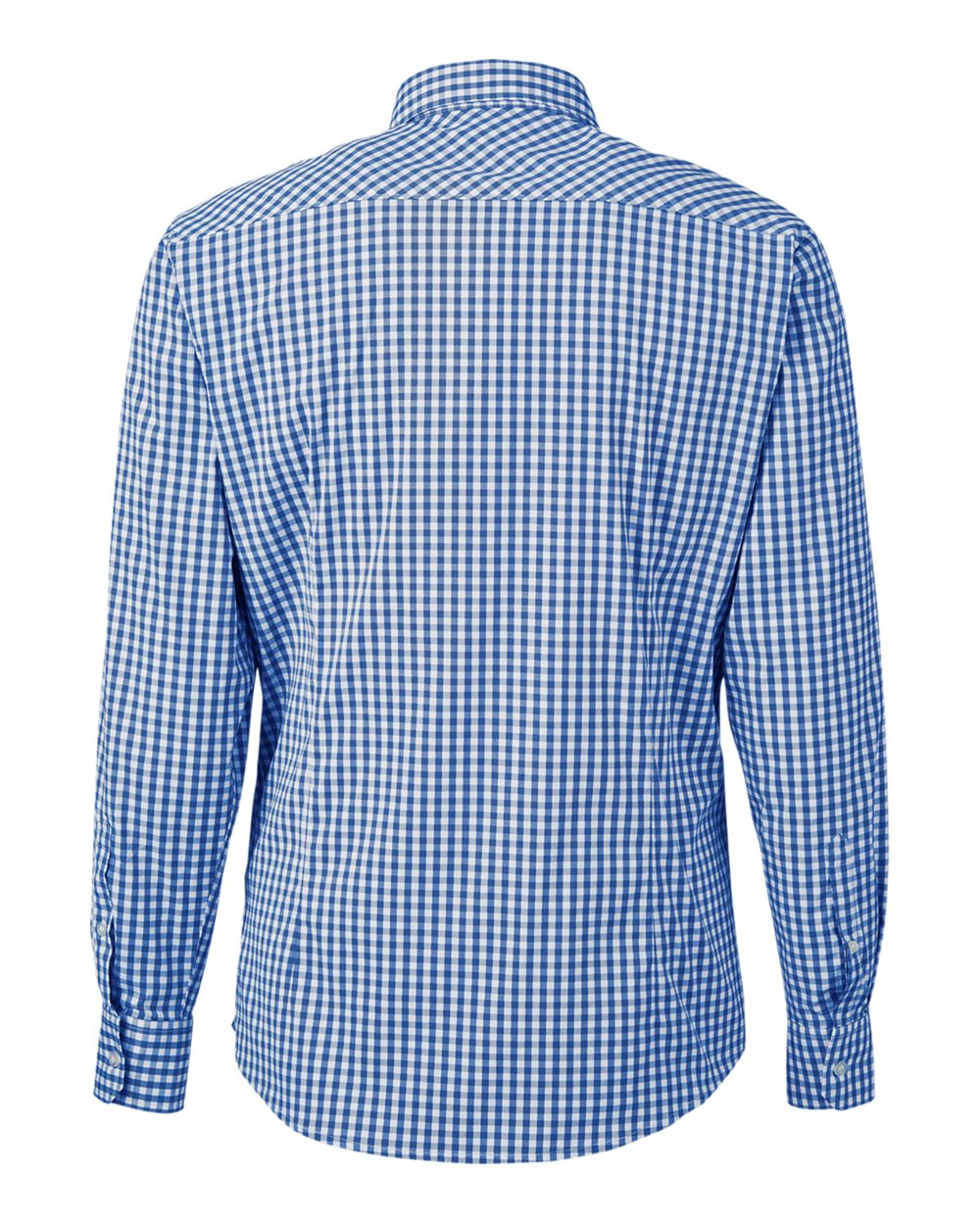 Front View of French Blue/ White Men's CrownLux Performance® Gingham Dress Shirt - DG536