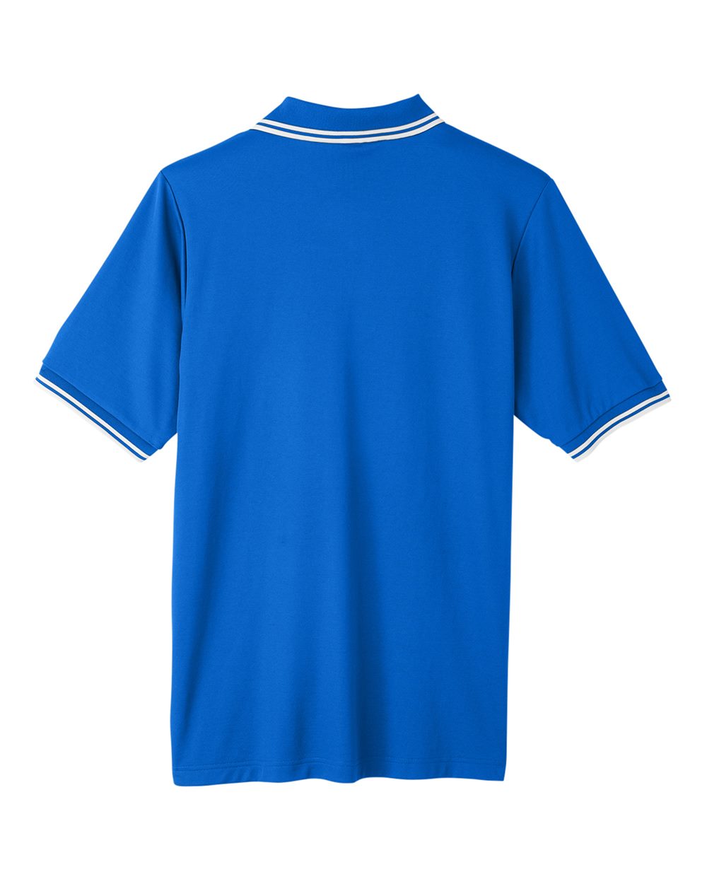 Front View of French Blue/ White Men's CrownLux Performance® Plaited Tipped Polo - DG20C