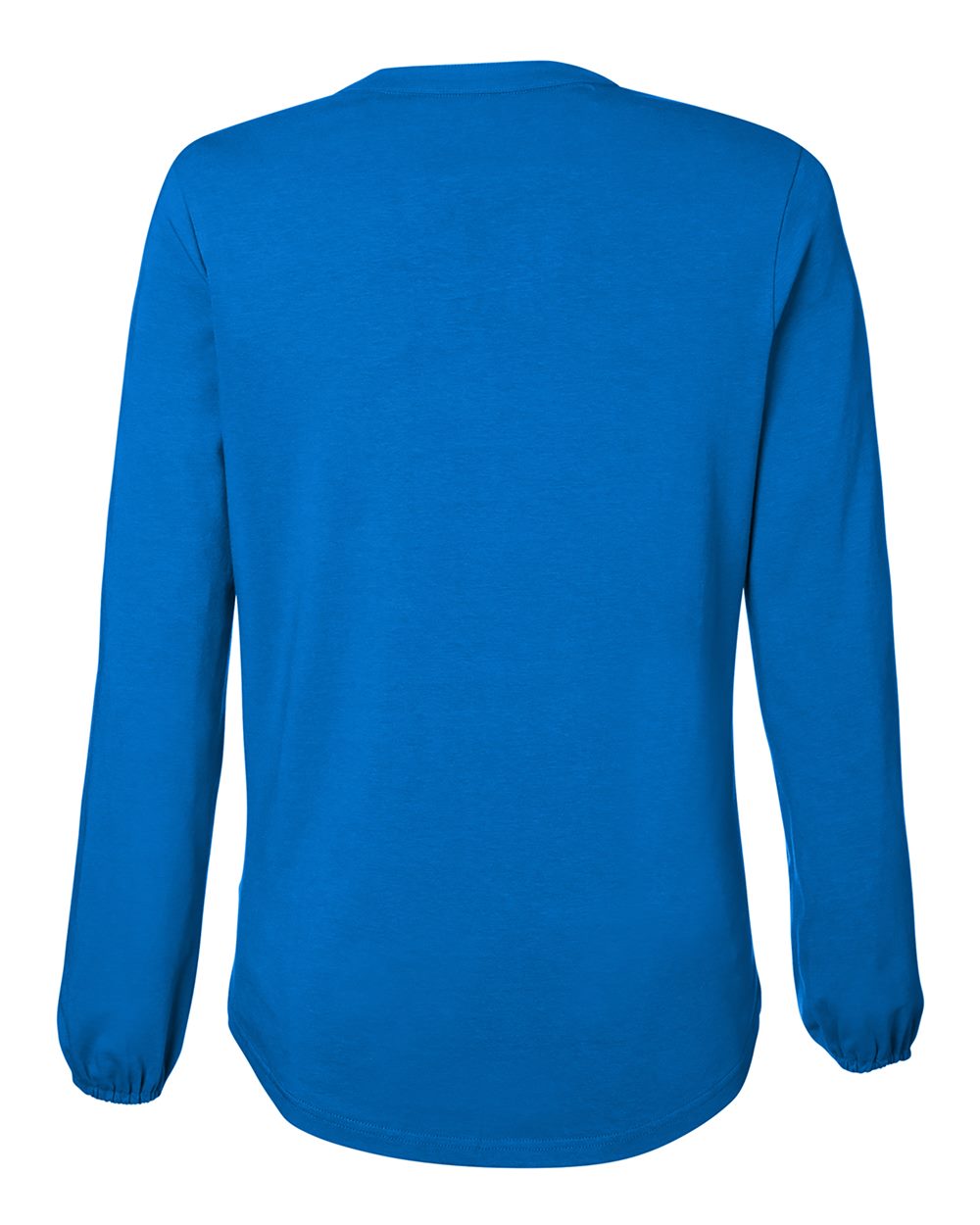 Rear View of French Blue Women's Raleigh Half-Placket Knit Top - DP122W