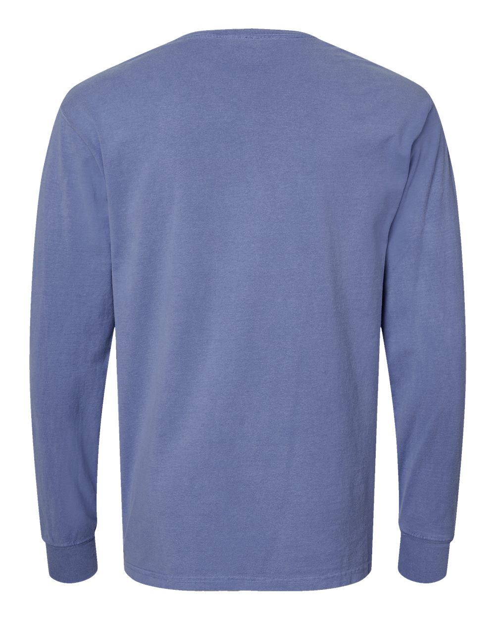 Front View of Frontier Blue Garment-Dyed Long Sleeve T-Shirt - GDH200