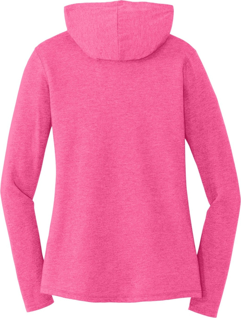 Front View of Fuchsia Frost District Women's Perfect Tri Long Sleeve Hoodie. DM139L