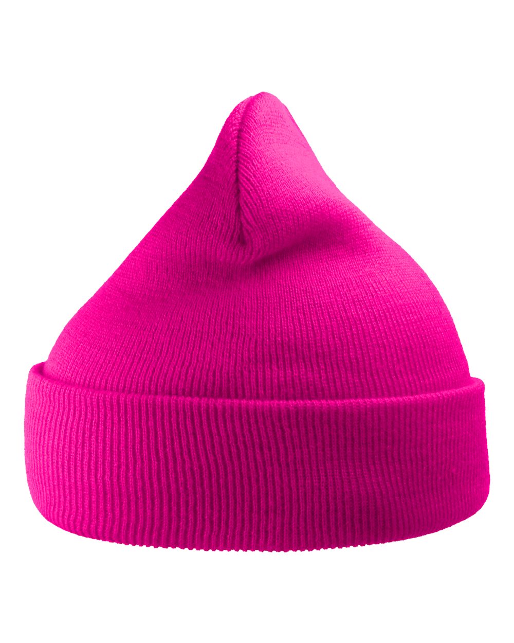 Front View of Fuchsia Pink Sustainable 12" Knit Beanie - WIND