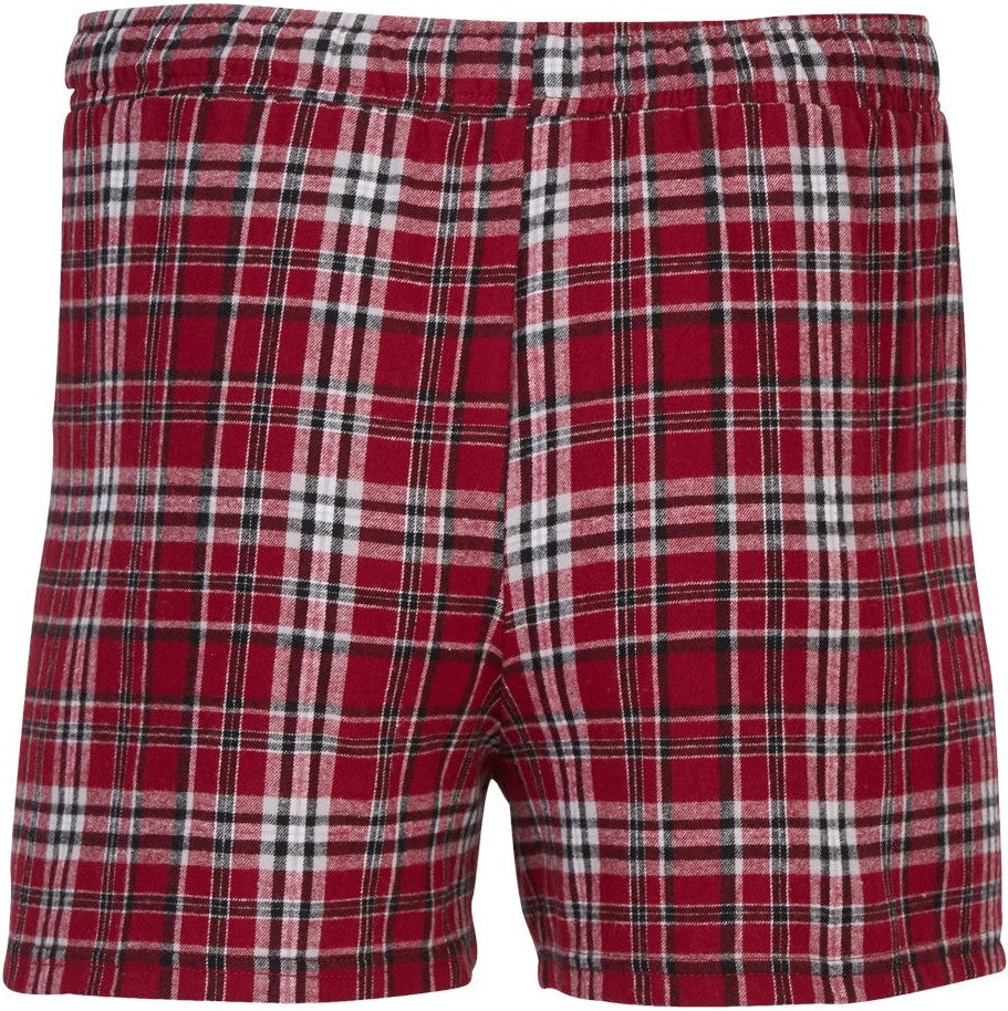 Front View of Garnet/ Black Plaid Double Brushed Flannel Boxers - BM6701