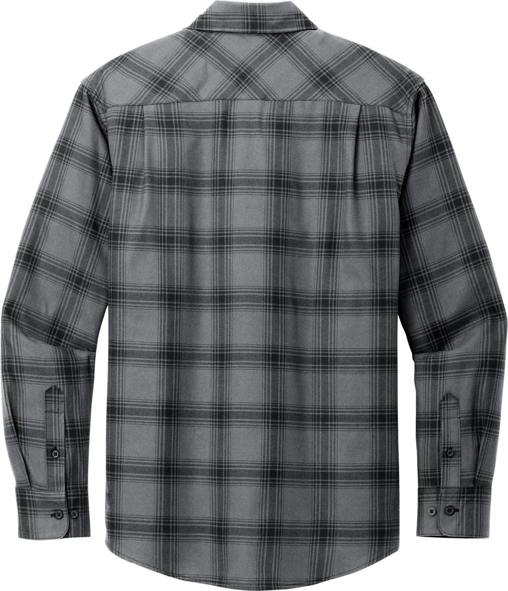 Front View of G/BkOpnPld Port Authority Plaid Flannel Shirt. W668