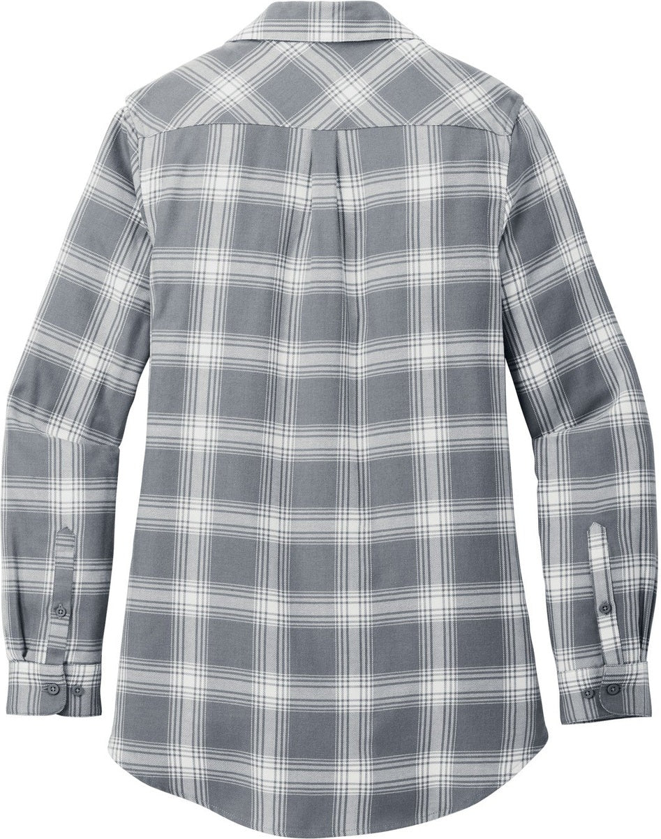 Rear View of G/CrOpnPld Port Authority Women's Plaid Flannel Tunic . LW668