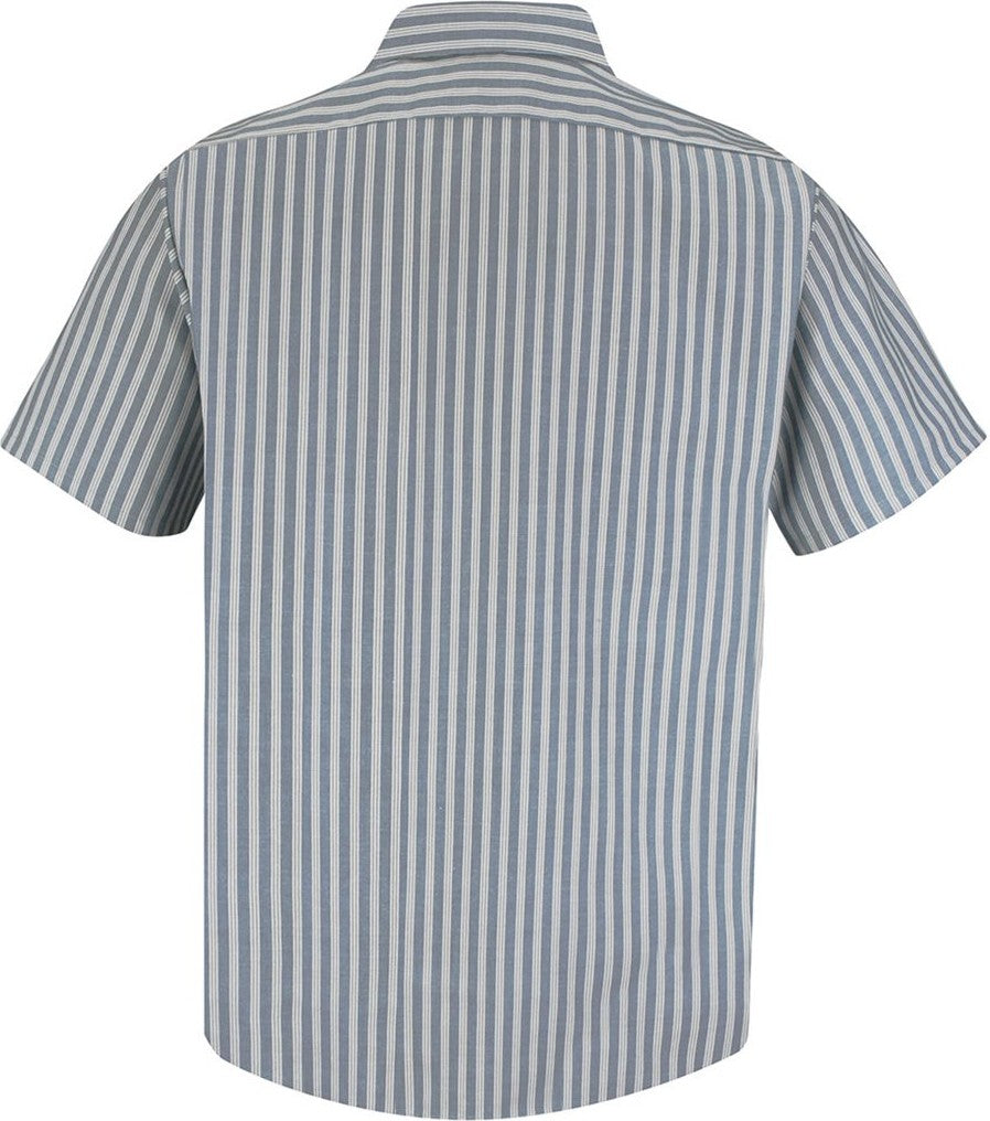 Front View of GK - Green/ Khaki Stripe Premium Short Sleeve Work Shirt - SP20