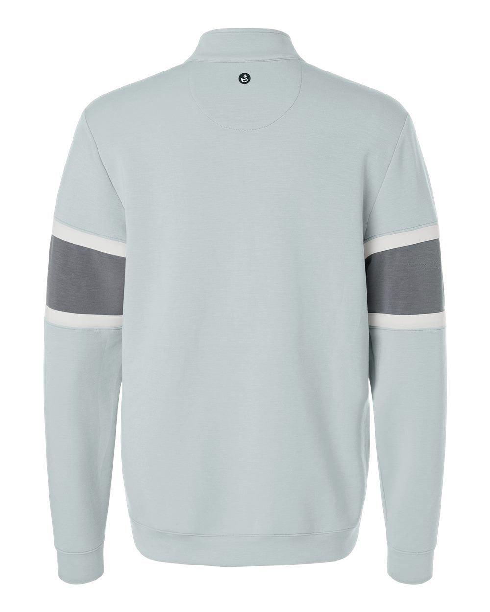 Rear View of Glacier/ Graphite Men's Owen Quarter-Zip Pullover - SWOQ500 plain