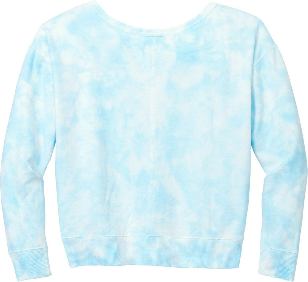 Rear View of Glacier Port & Co Women's Beach Wash Cloud Tie-Dye V-Neck Sweatshirt LPC140V