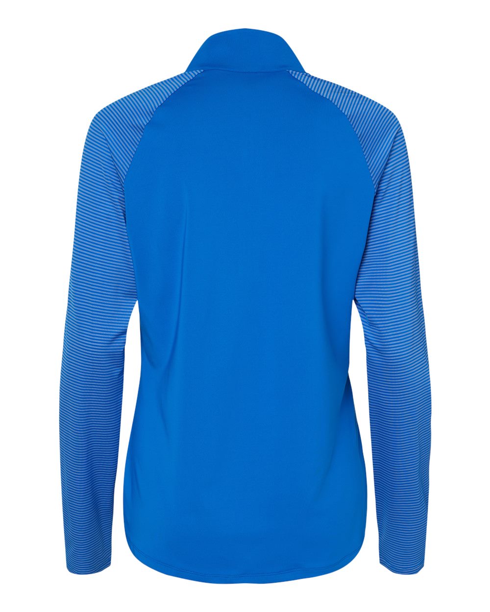 Front View of Glory Blue Women's Stripe Block Quarter-Zip Pullover - A521