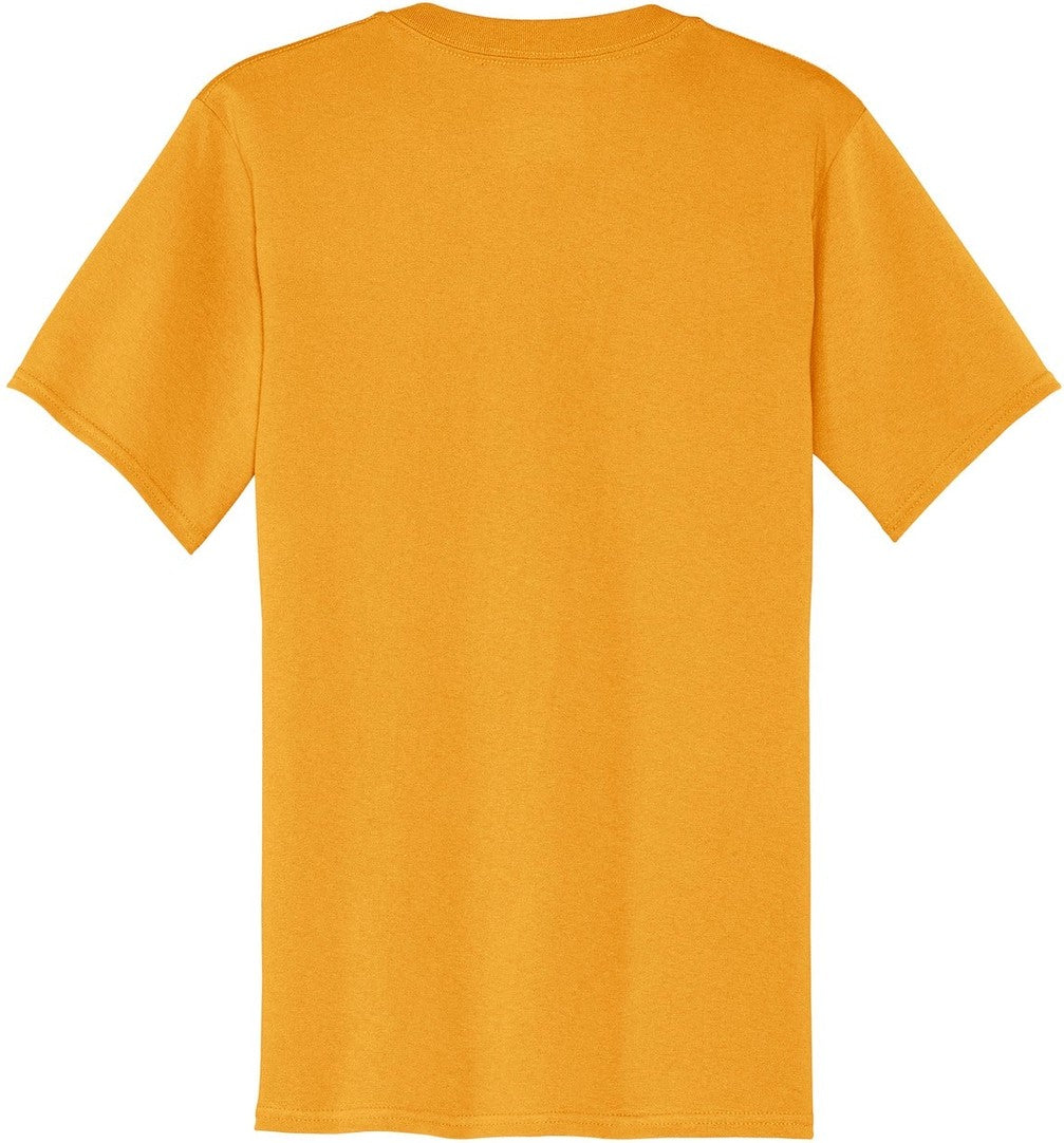 Front View of Gold Port & Co Core Cotton Pocket Tee. PC54P