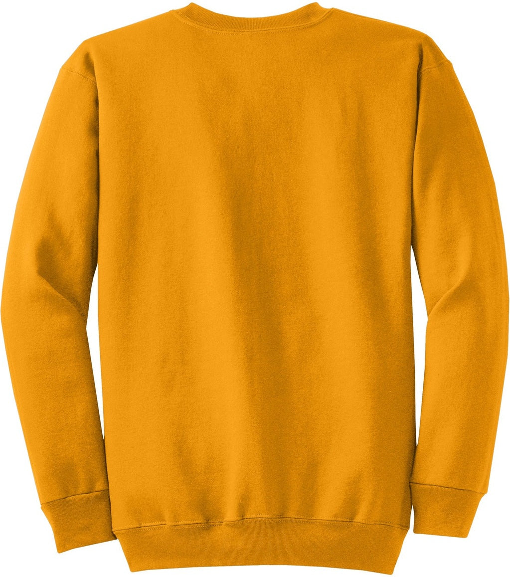 Front View of Gold Port & Co Core Fleece Crewneck Sweatshirt. PC78