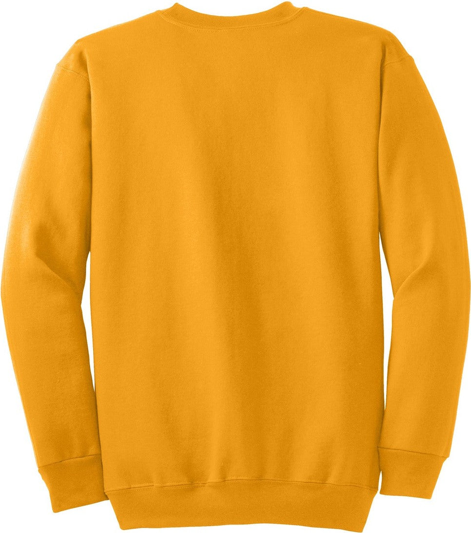 Front View of Gold Port & Co Essential Fleece Crewneck Sweatshirt. PC90