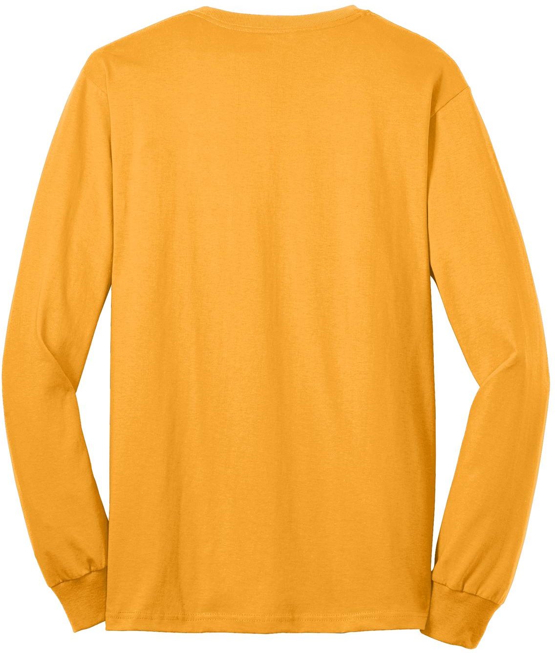 Front View of Gold Port & Co Long Sleeve Core Blend Tee. PC55LS