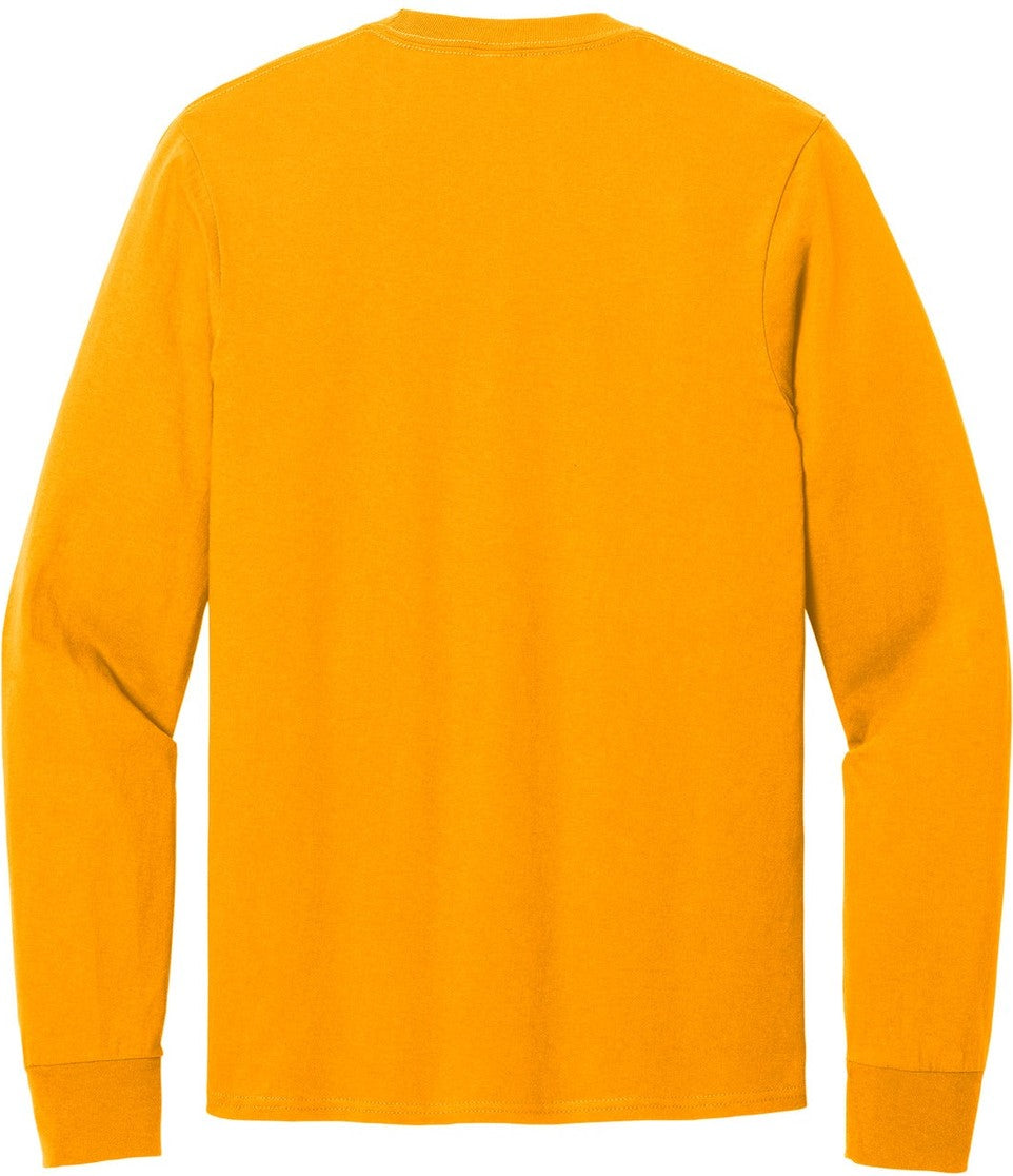 Front View of Gold Port & Co Long Sleeve Core Cotton Tee. PC54LS