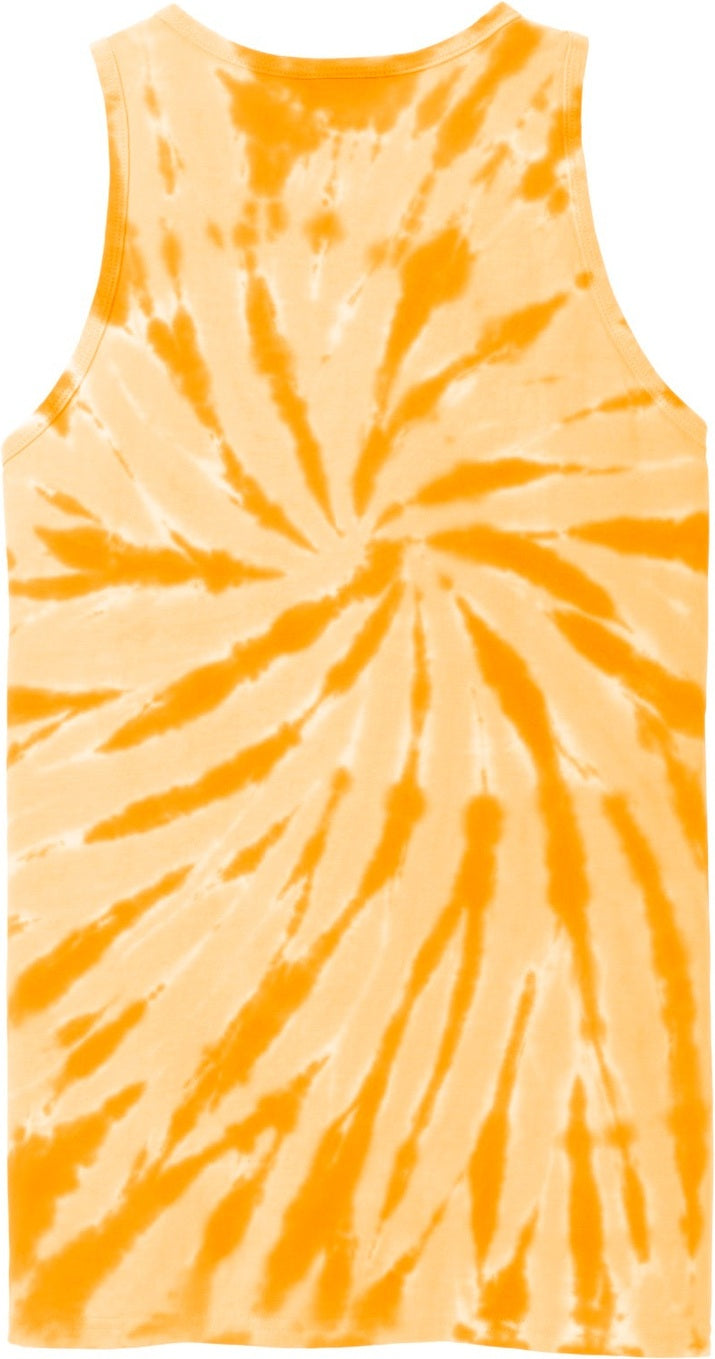 Front View of Gold Port & Co Tie-Dye Tank Top. PC147TT