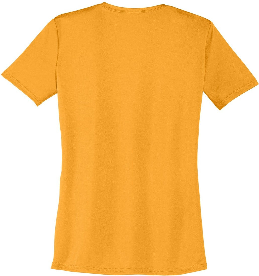 Front View of Gold Port & Co Women's Performance Tee. LPC380