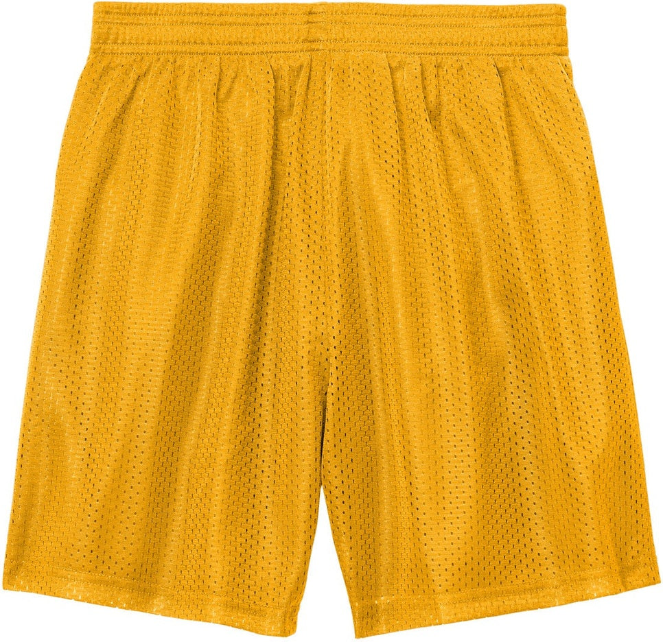 Rear View of Gold Sport-Tek Youth PosiCharge Mesh 5" Short YST5100