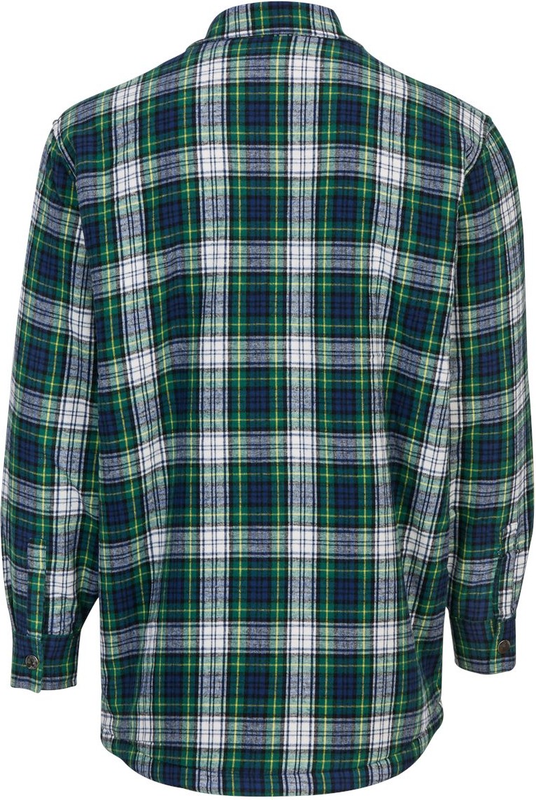 Rear View of Gordon Holiday Plaid Flannel Sherpa Workshirt - BM7601
