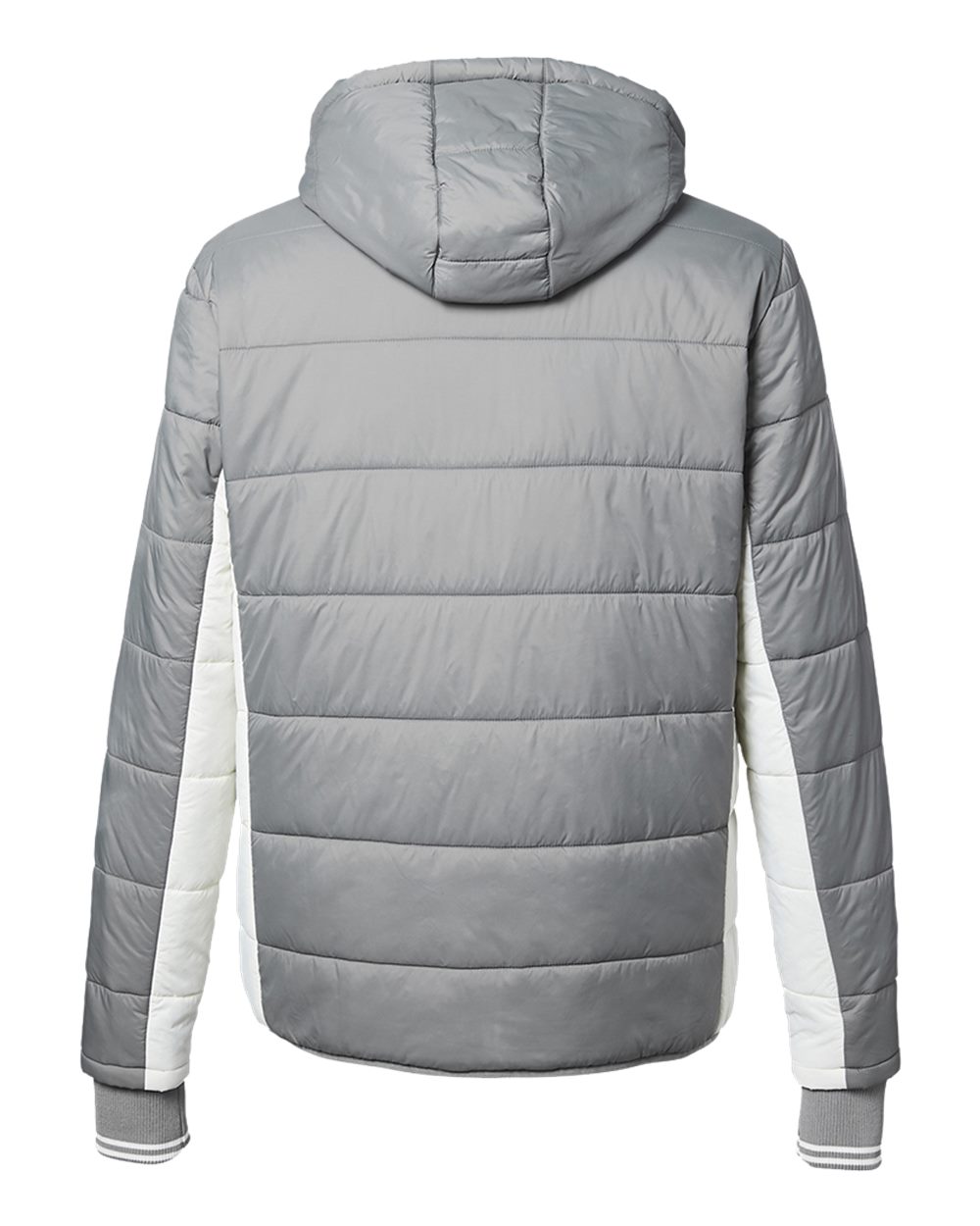 Front View of Graphite/ Antique White Nautical Mile Hooded Puffer Jacket - N17186