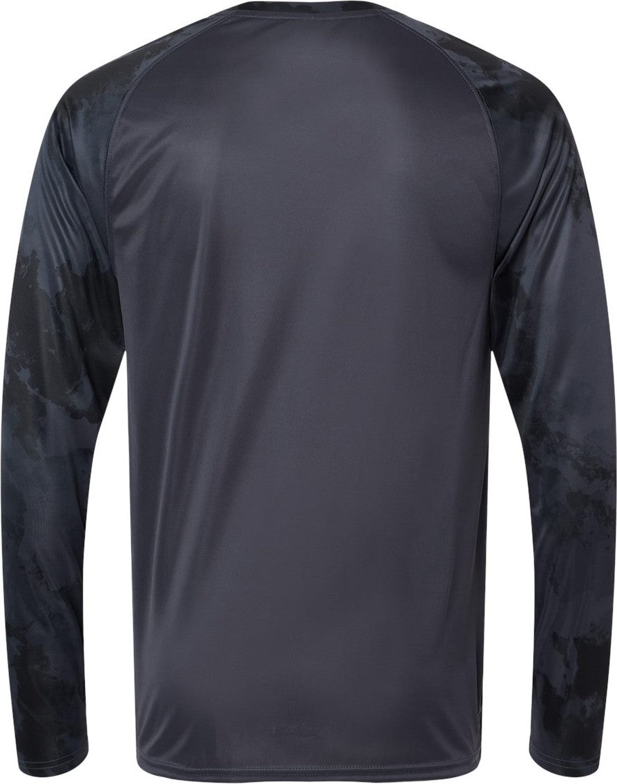 Rear View of Graphite Cabo Camo Performance Long Sleeve T-Shirt - 228