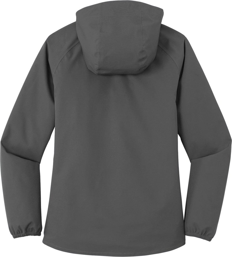 Rear View of Graphite Grey Port Authority Women's Essential Rain Jacket L407