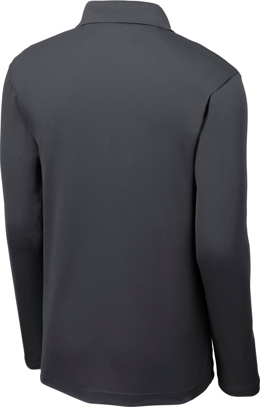 Front View of Graphite Grey Sport-Tek PosiCharge RacerMesh Long Sleeve Polo. ST640LS