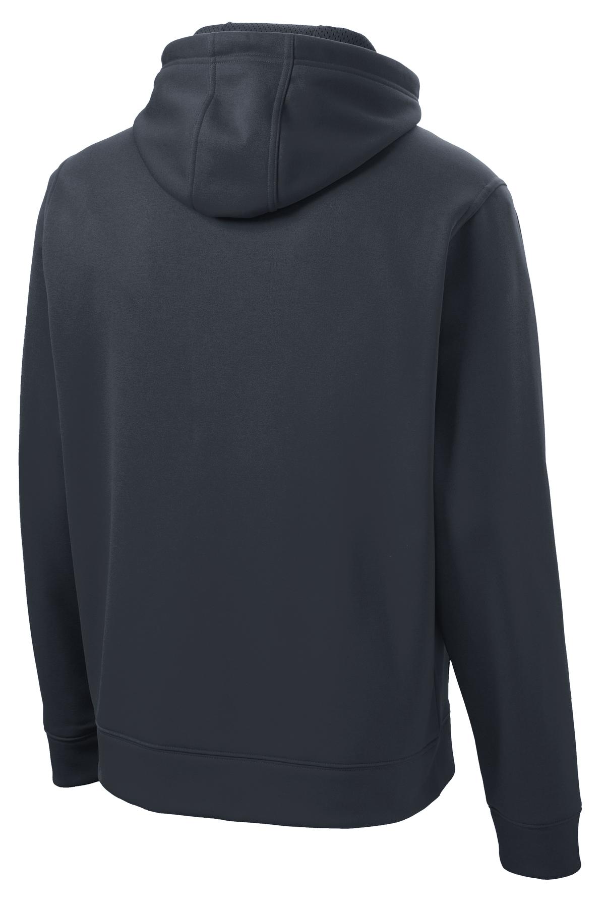 Front View of Graphite Grey Sport-Tek Repel Fleece Hooded Pullover. ST290