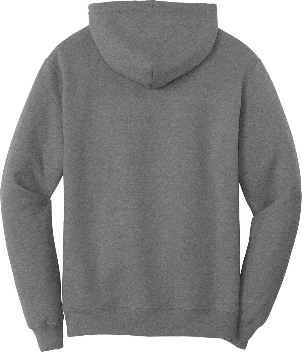 Front View of Graphite Hthr Port & Co Core Fleece Pullover Hooded Sweatshirt. PC78H