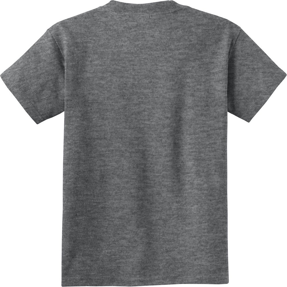 Front View of Graphite Hthr Port & Co Youth Core Cotton Tee. PC54Y