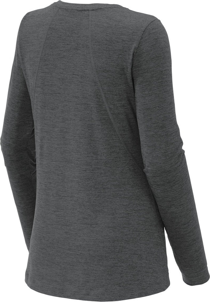 Front View of Graphite Hthr Sport-Tek Women's Exchange 1.5 Long Sleeve Crew LST710