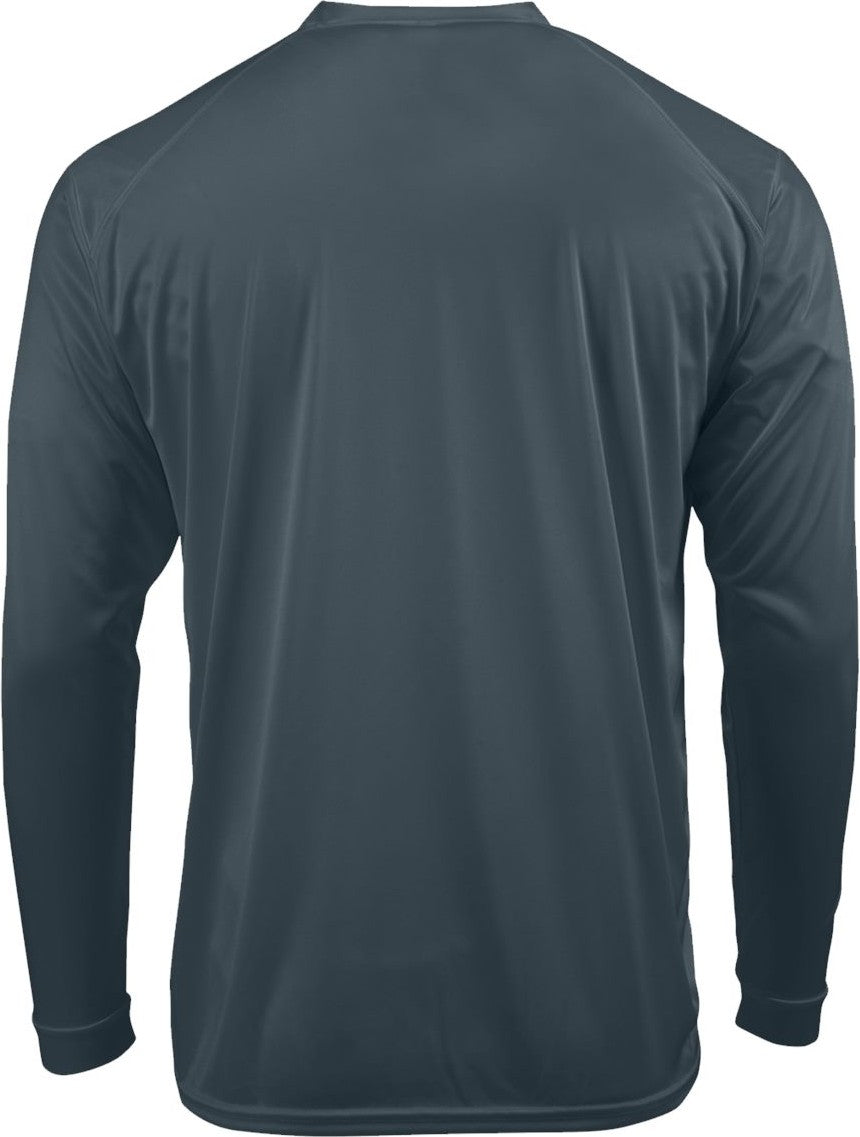 Front View of Graphite Long Islander Performance Long Sleeve T-Shirt - 210
