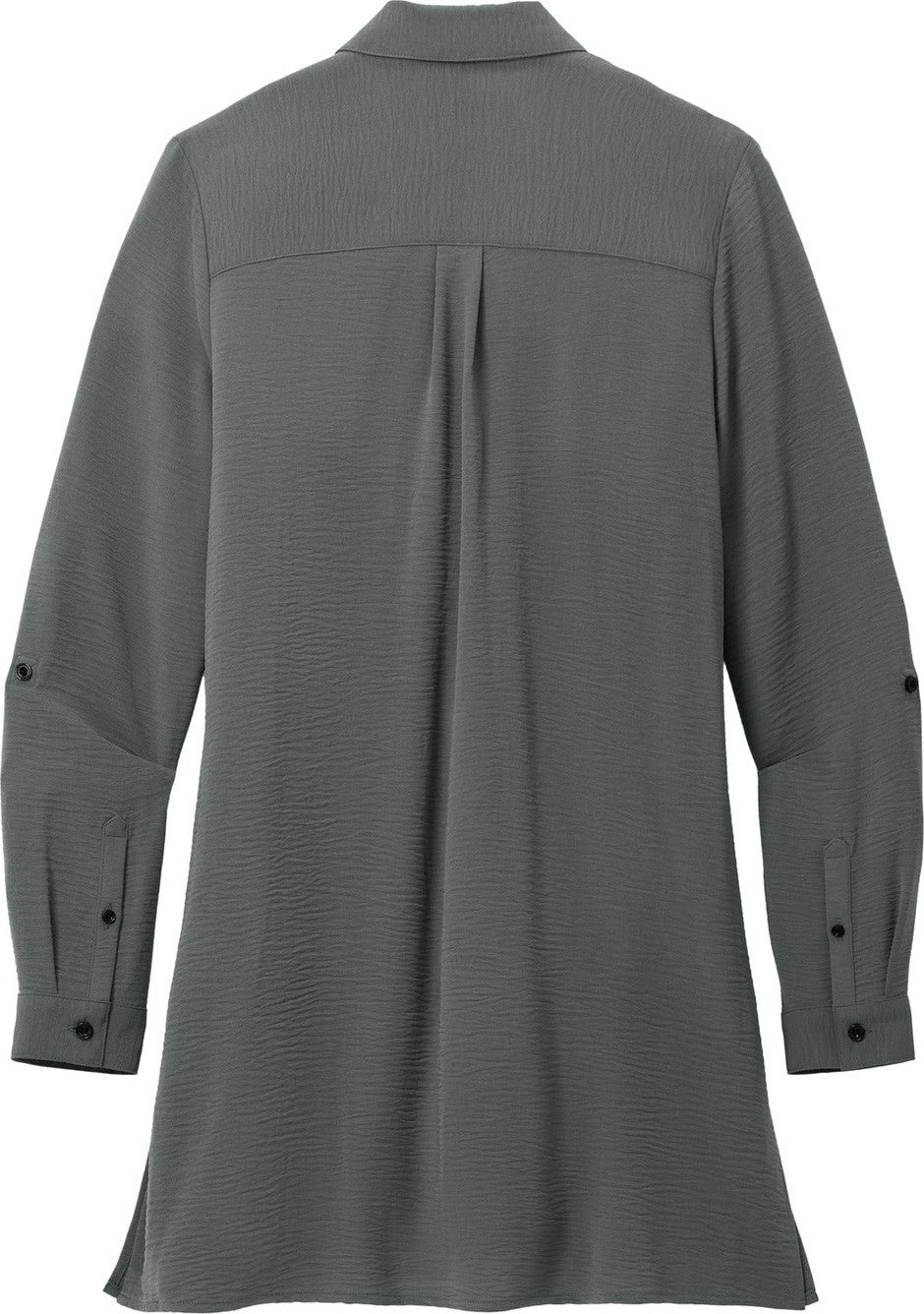 Rear View of Graphite Port Authority Women's Textured Crepe Long Tunic LW715