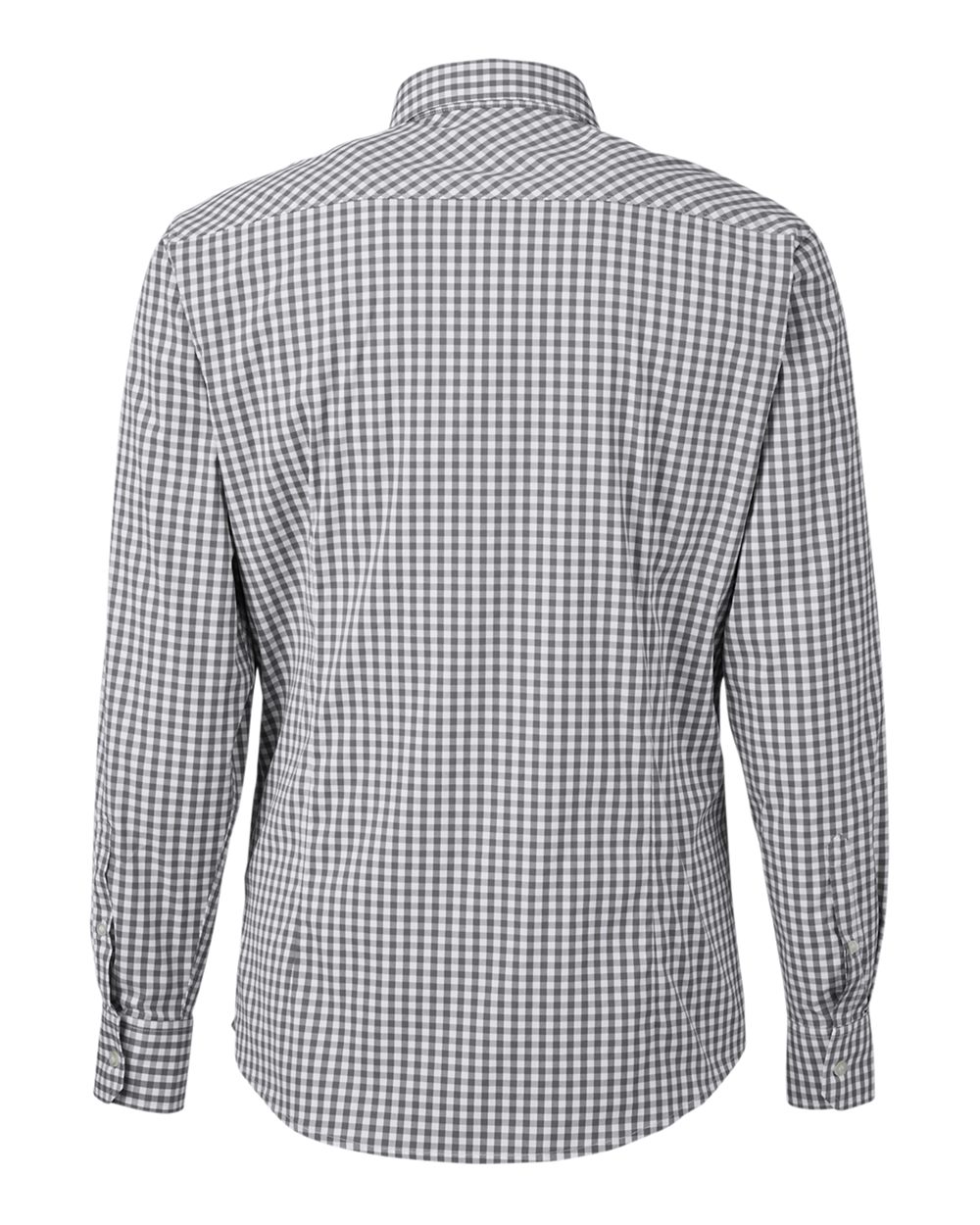 Front View of Graphite/ White Men's CrownLux Performance® Gingham Dress Shirt - DG536