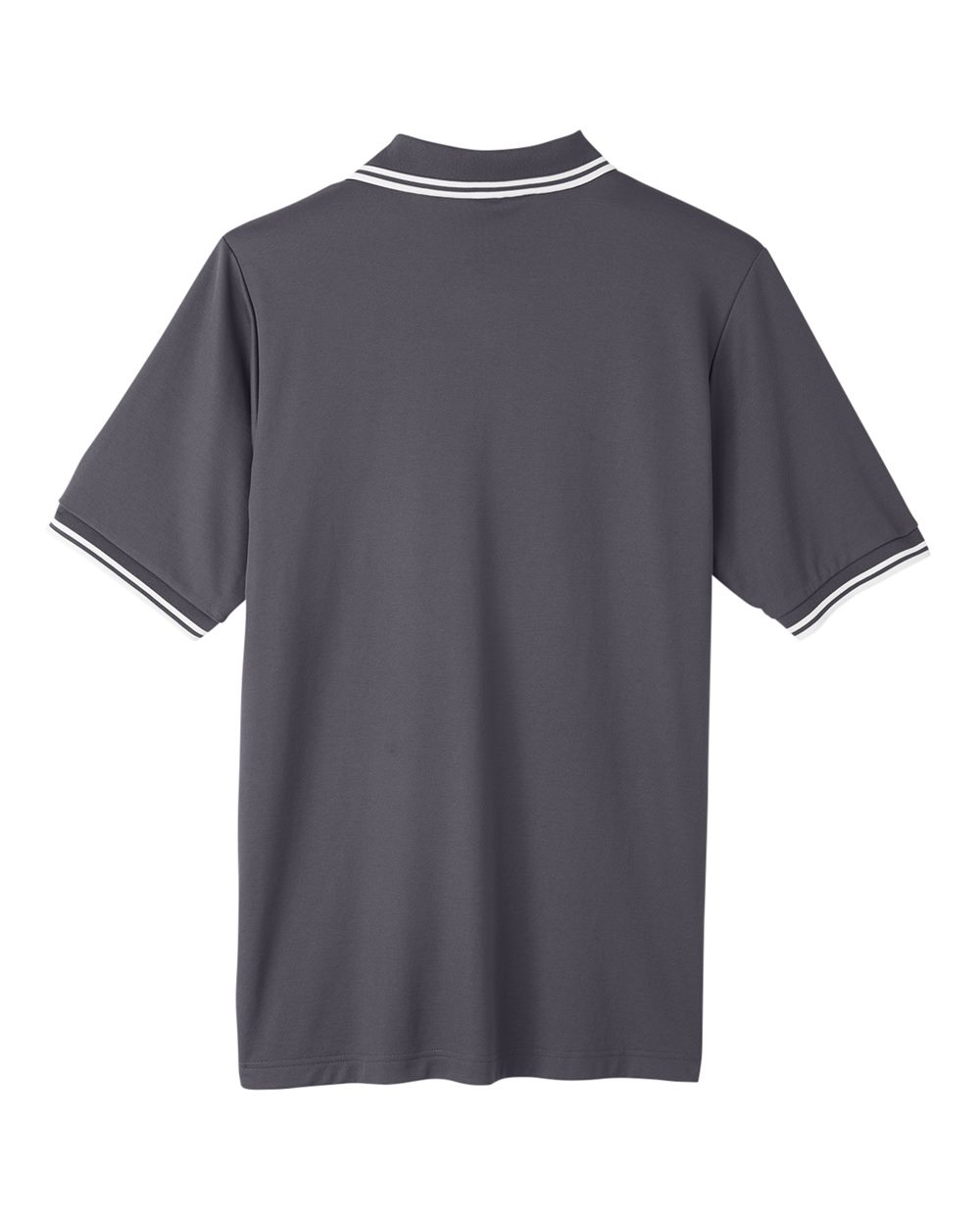 Front View of Graphite/ White Men's CrownLux Performance® Plaited Tipped Polo - DG20C