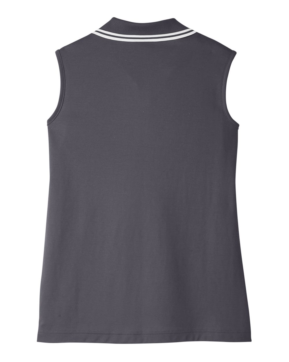 Front View of Graphite/ White Women's CrownLux Performance® Plaited Tipped Sleeveless Polo - DG20SW