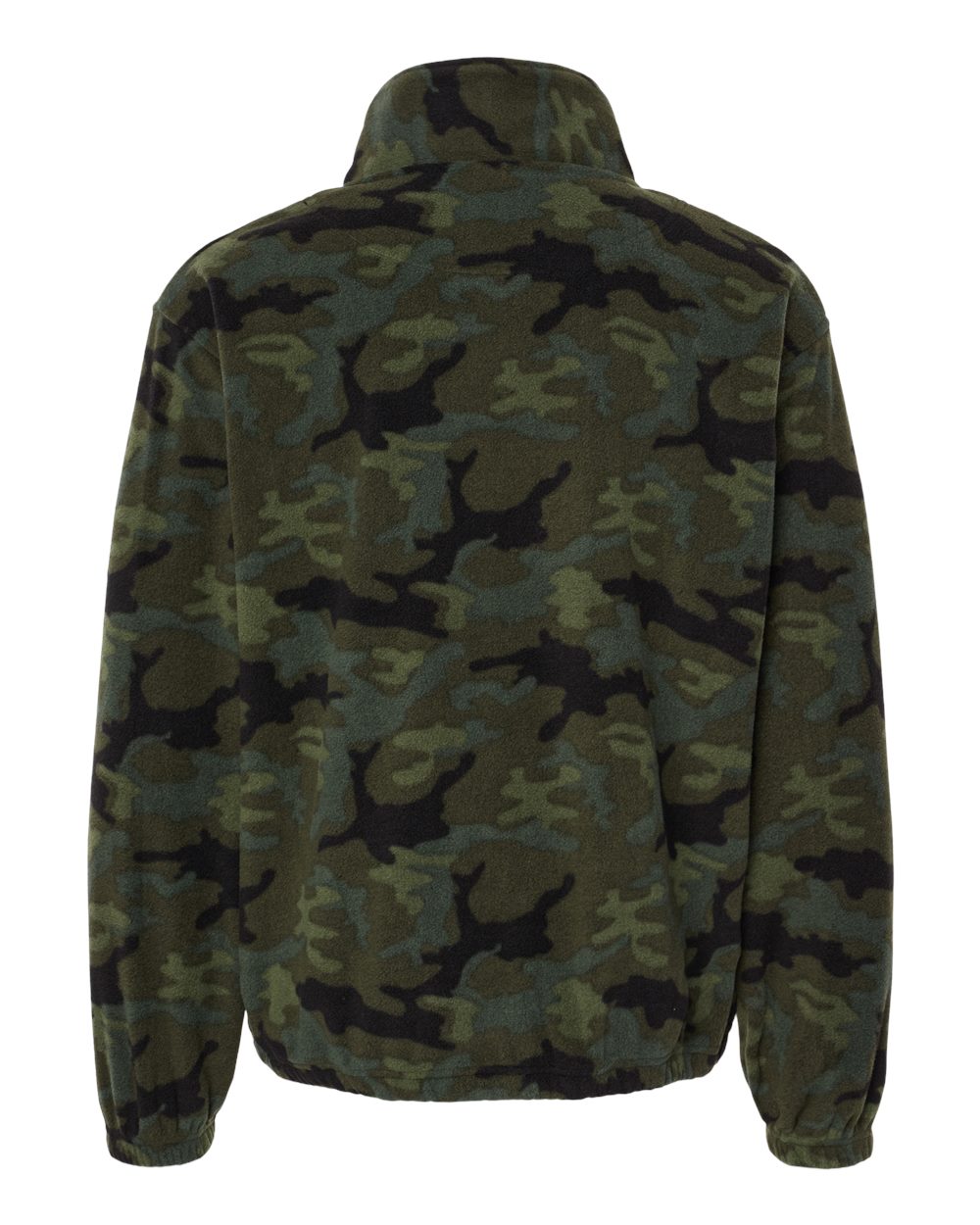 Front View of Green Camo Polar Fleece Quarter-Zip Pullover - 3052