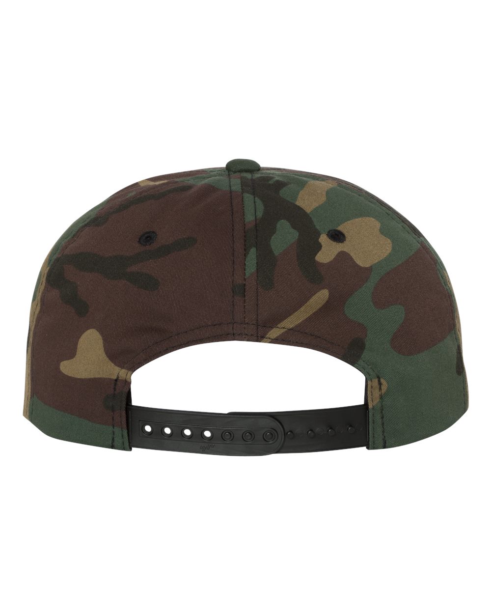 Rear View of Green Camo Premium Flat Bill Snapback Cap - 6089M