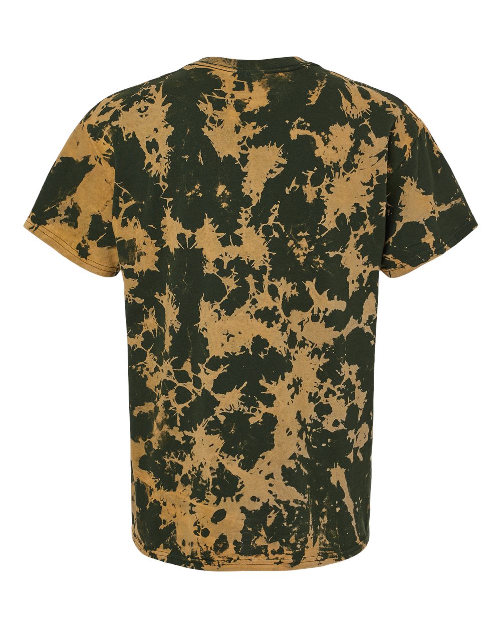Front View of Green Unisex Bleach Out Dyed T-Shirt - 1385