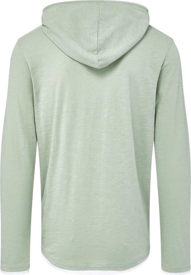 Front View of Greenstone Miles Slub Hooded Long Sleeve T-Shirt - 24401