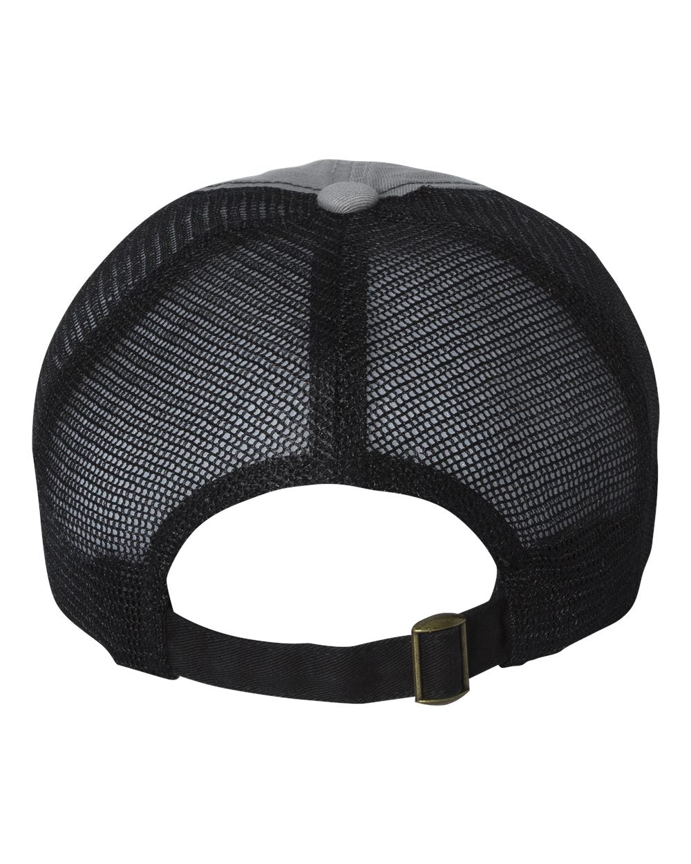 Rear View of Grey/ Black Contrast-Stitch Mesh-Back Cap - 3100