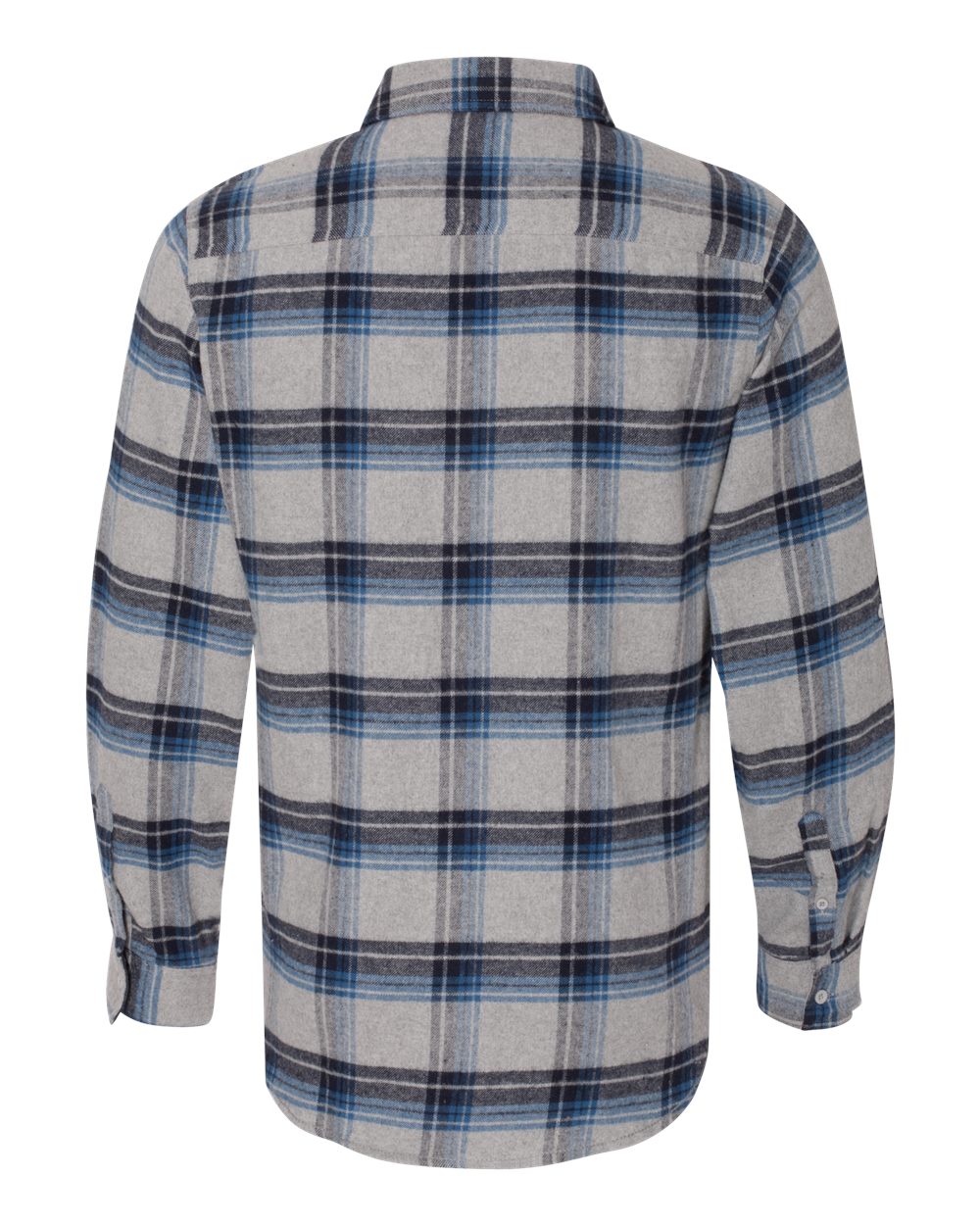 Front View of Grey/ Blue Yarn-Dyed Flannel Shirt - 8210