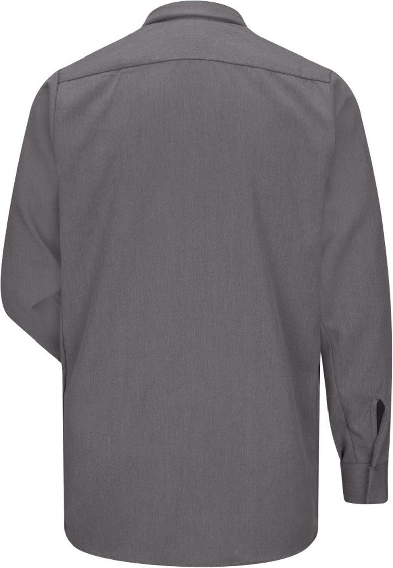Front View of Grey Concealed-Gripper Pocketless Long Sleeve Shirt - CoolTouch® 2 - SMS2