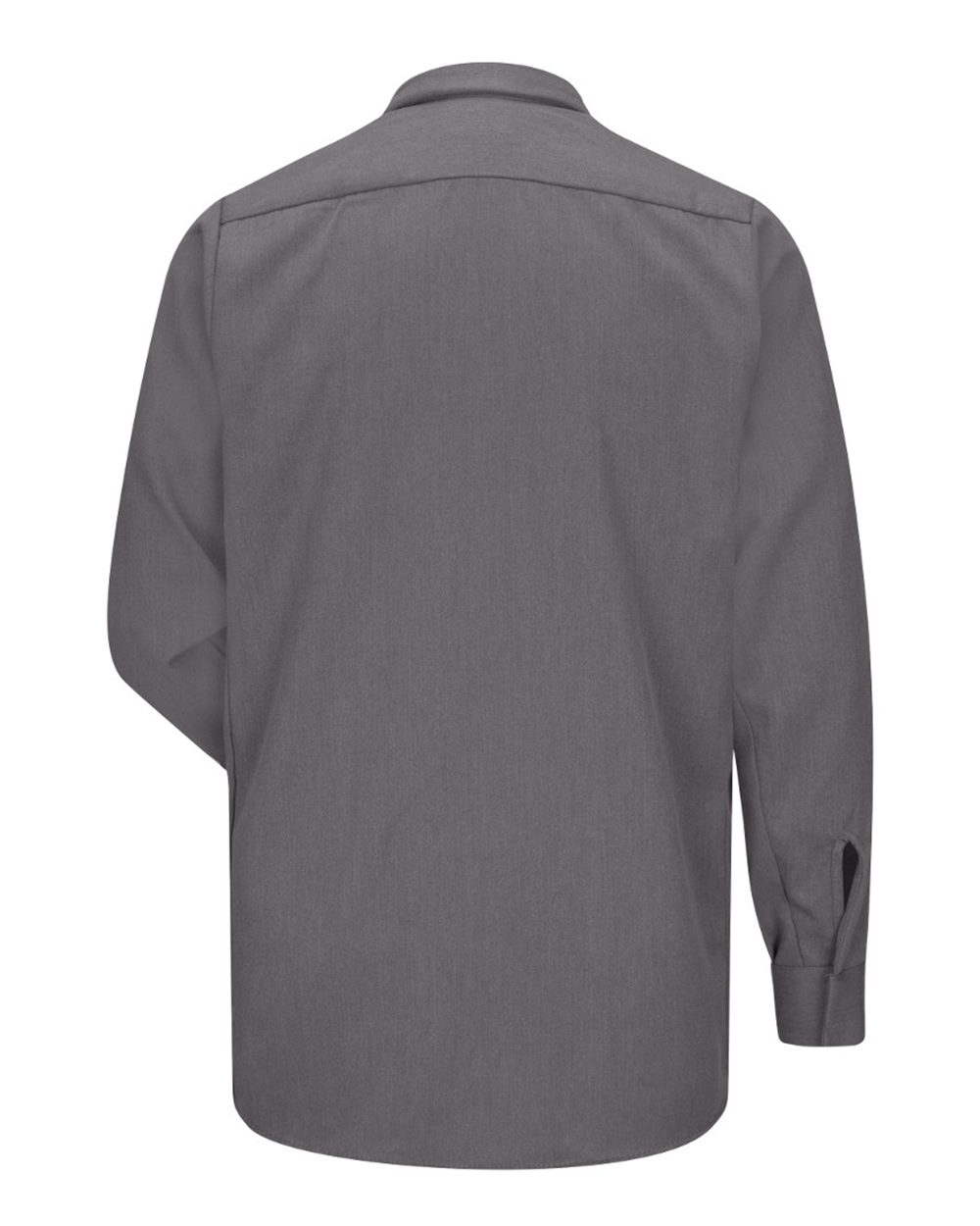 Front View of Grey Concealed-Gripper Pocketless Long Sleeve Shirt - CoolTouch® 2 - Tall Sizes - SMS2T