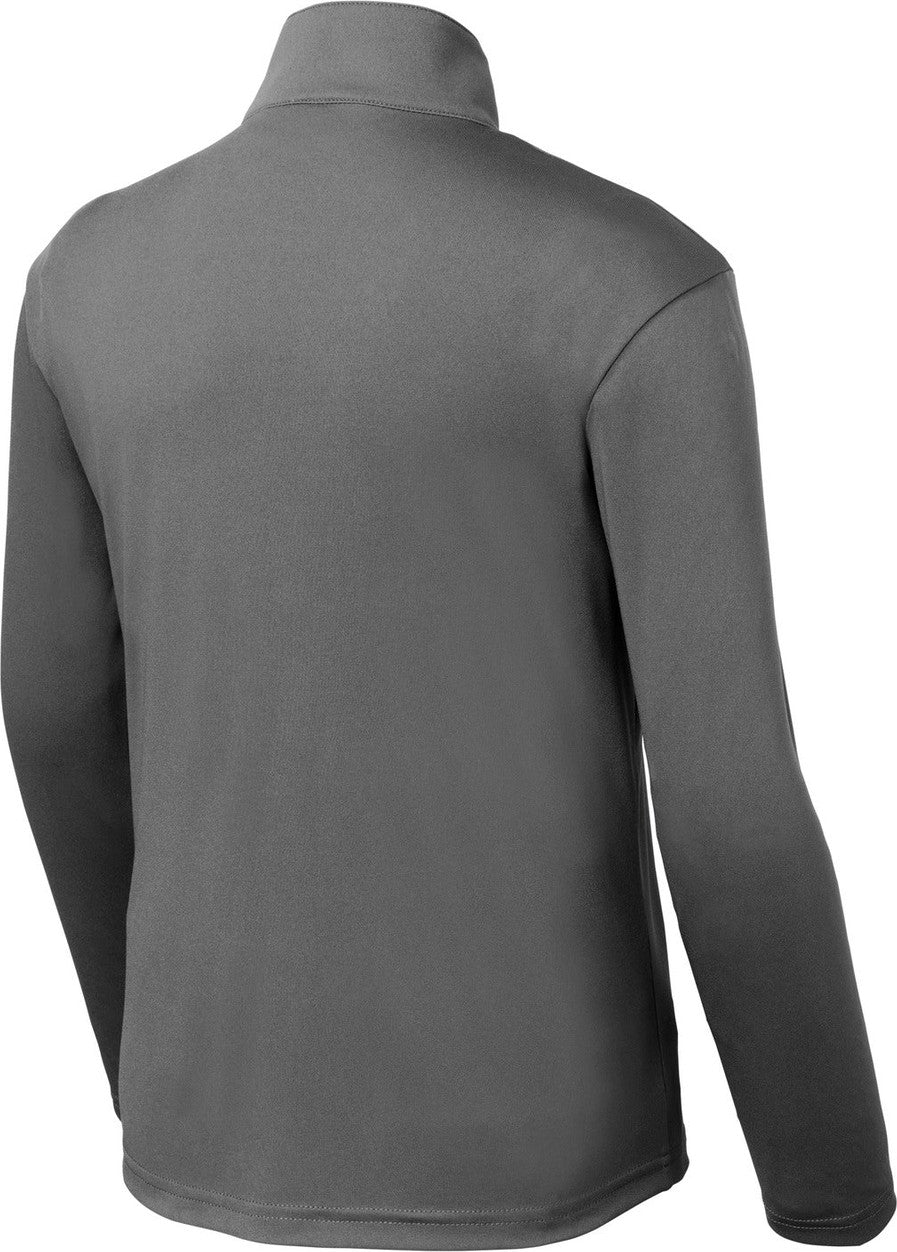 Front View of Grey Concrete Sport-Tek Youth PosiCharge Competitor 1/4-Zip Pullover. YST357