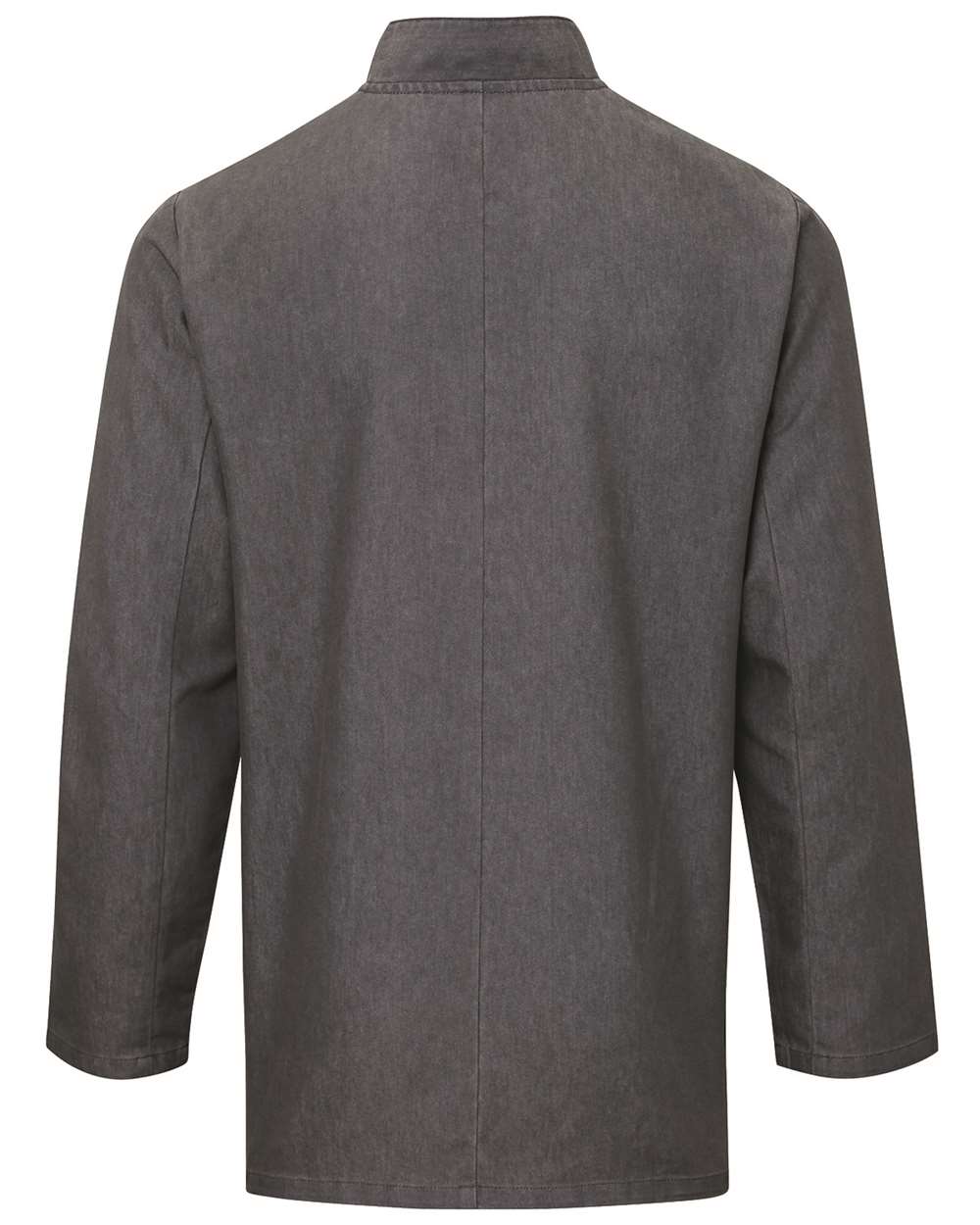 Rear View of Grey Denim Unisex Denim Chef's Jacket - RP660