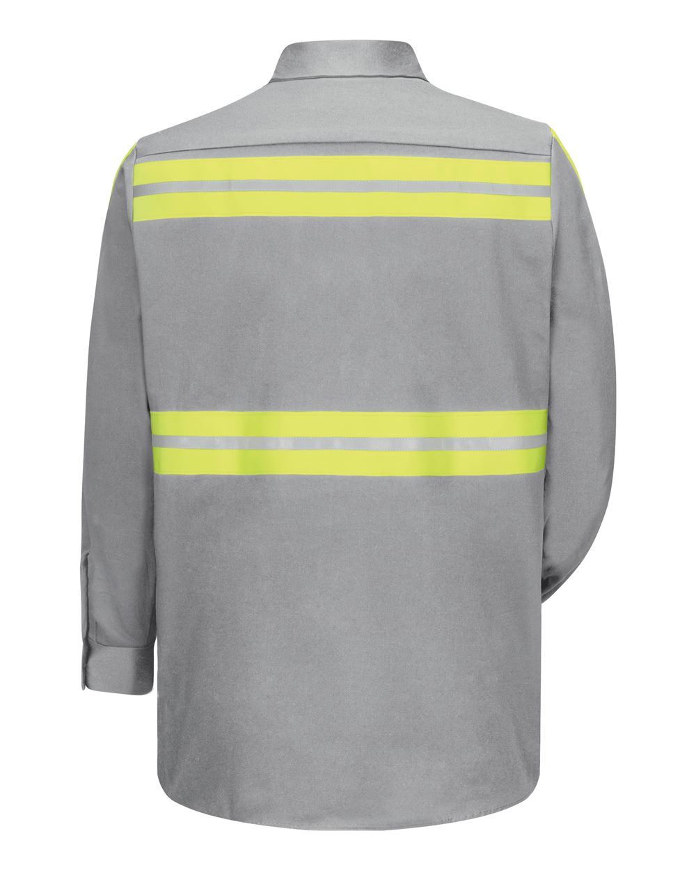 Front View of Grey Enhanced Visibility Long Sleeve Cotton Work Shirt - SC30E
