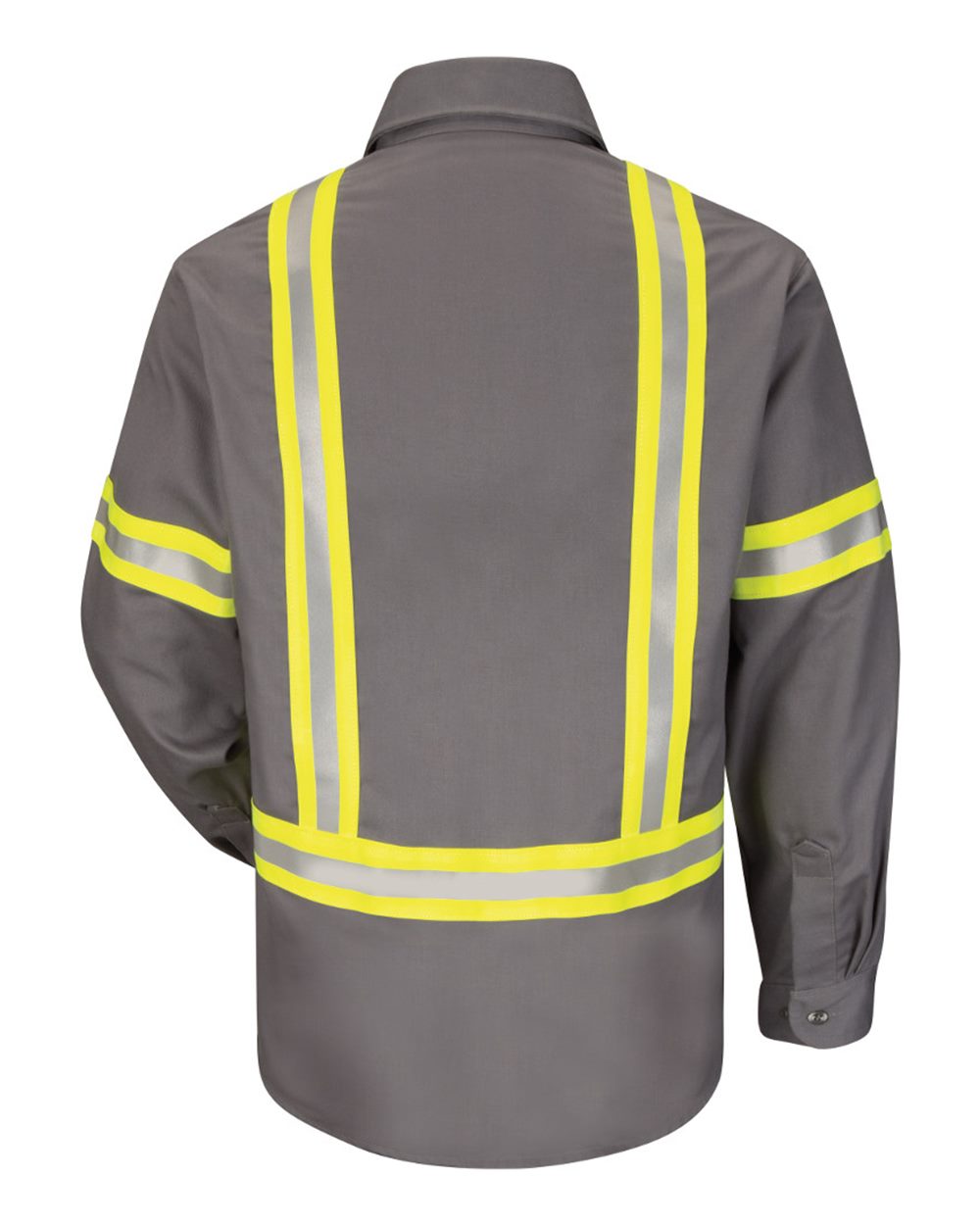Rear View of Grey Enhanced Visibility Uniform Shirt - Tall Sizes - SLDTT