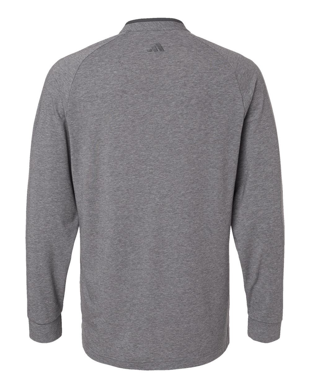 Rear View of Grey Five Melange Henley Long Sleeve T-Shirt - A597