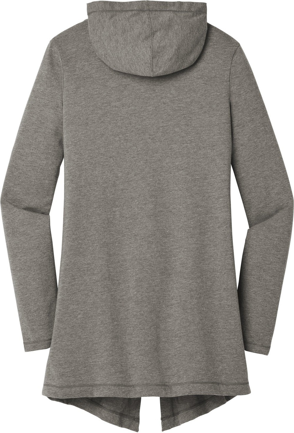 Front View of Grey Frost District Women's Perfect Tri Hooded Cardigan. DT156