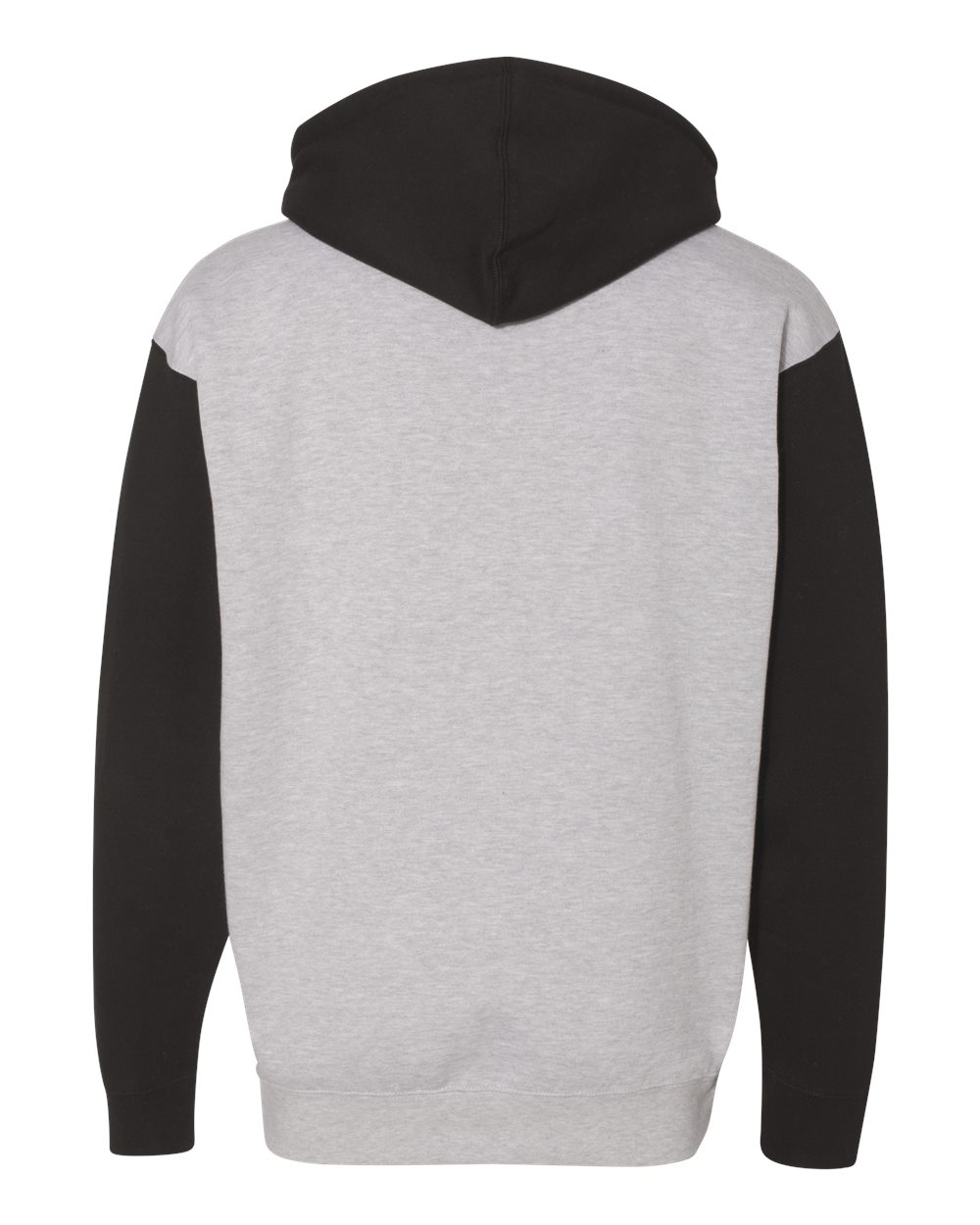 Rear View of Grey Heather/ Black Heavyweight Hooded Sweatshirt - IND4000